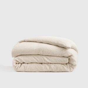 Quince European Linen Natural/ White Mini Stripe Duvet Cover! Full/ Queen (449)